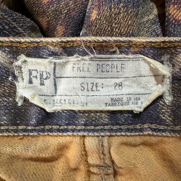 Free People SZ 28 Tribal Ankle Jeans Zip-Fly Low-Rise Pockets Skinny Leg Multi - Picture 7 of 9